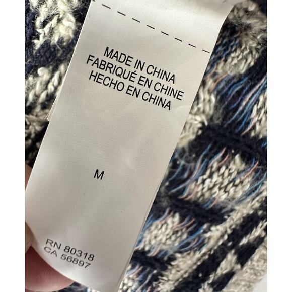 Lucky Brand Cardigan Sweater Womens Medium Beige Tribal Southwestern Open Front - Picture 6 of 8